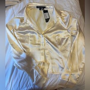 Satin Ivory Motel Rocks Blouse